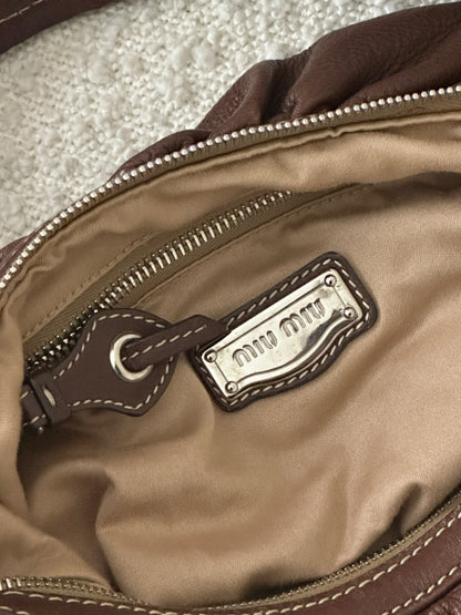 MIU MIU VITELLO BOW LEATHER HOBO BAG