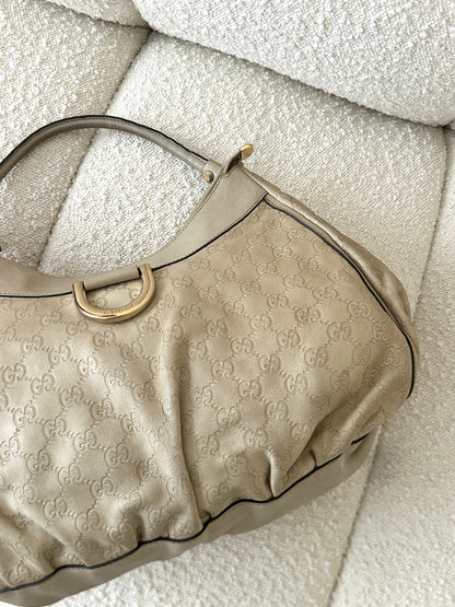 GUCCI BEIGE GUCCISSIMA ABBEY D RING BAG