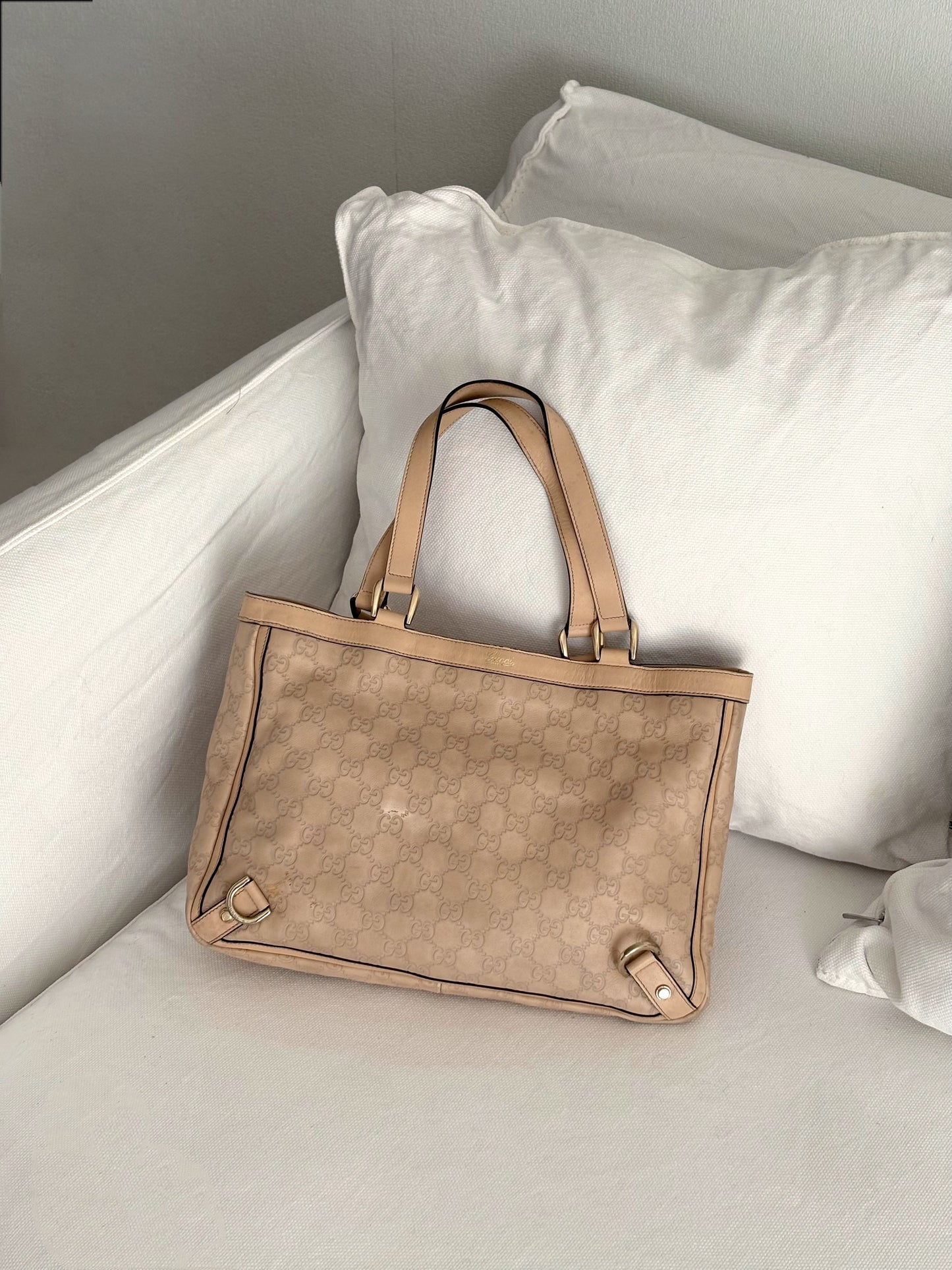 GUCCI PINK LEATHER GUCCISSIMA ABBEY D RING BAG