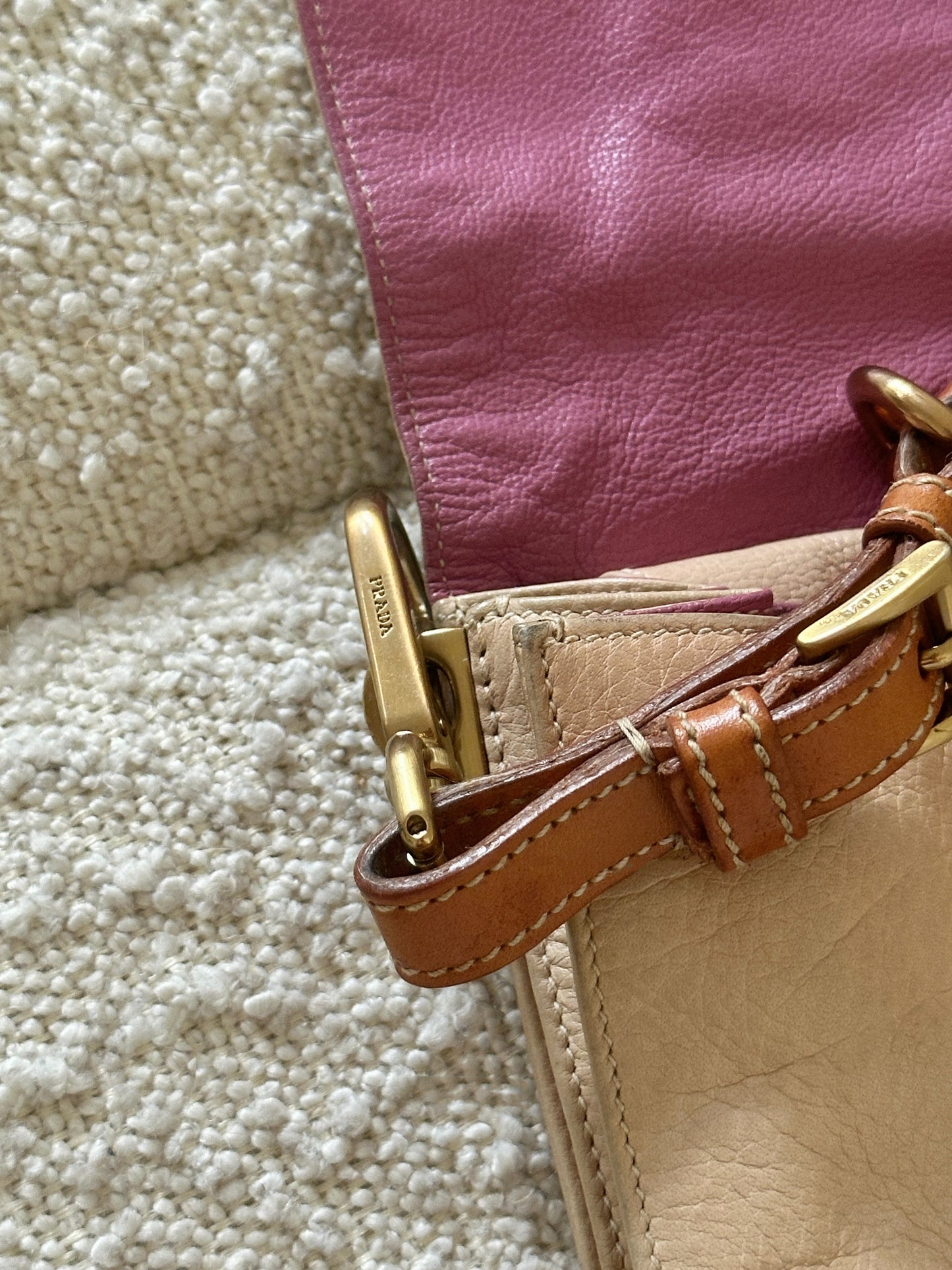 PRADA SOUND LOCK LEATHER SHOULDER BAG