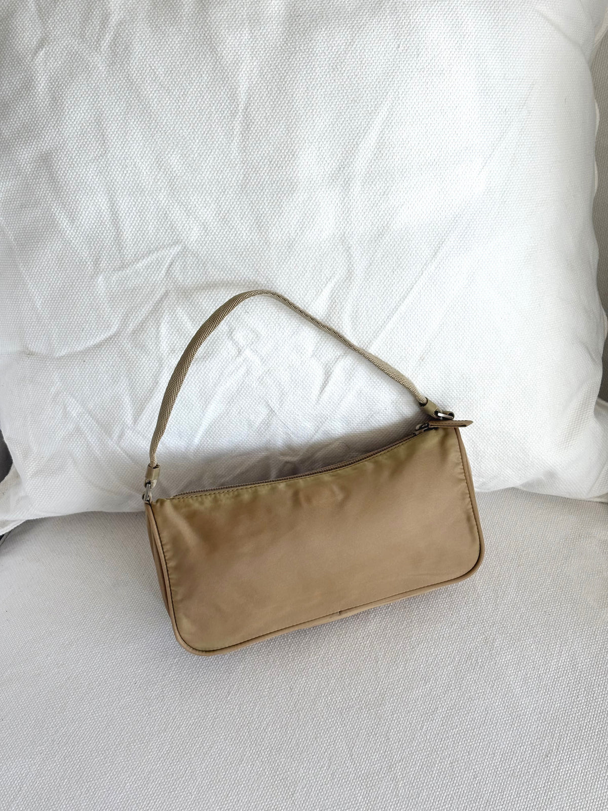 BEIGE NYLON MINI SHOULDER BAG