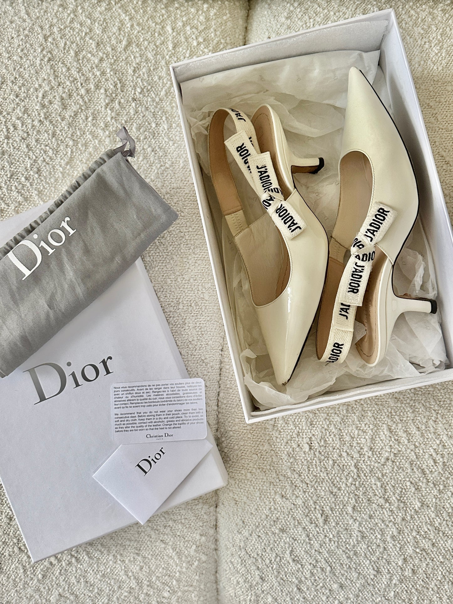 DIOR J’ADIOR PATENT CALFSKIN SLINGBACK HEELS