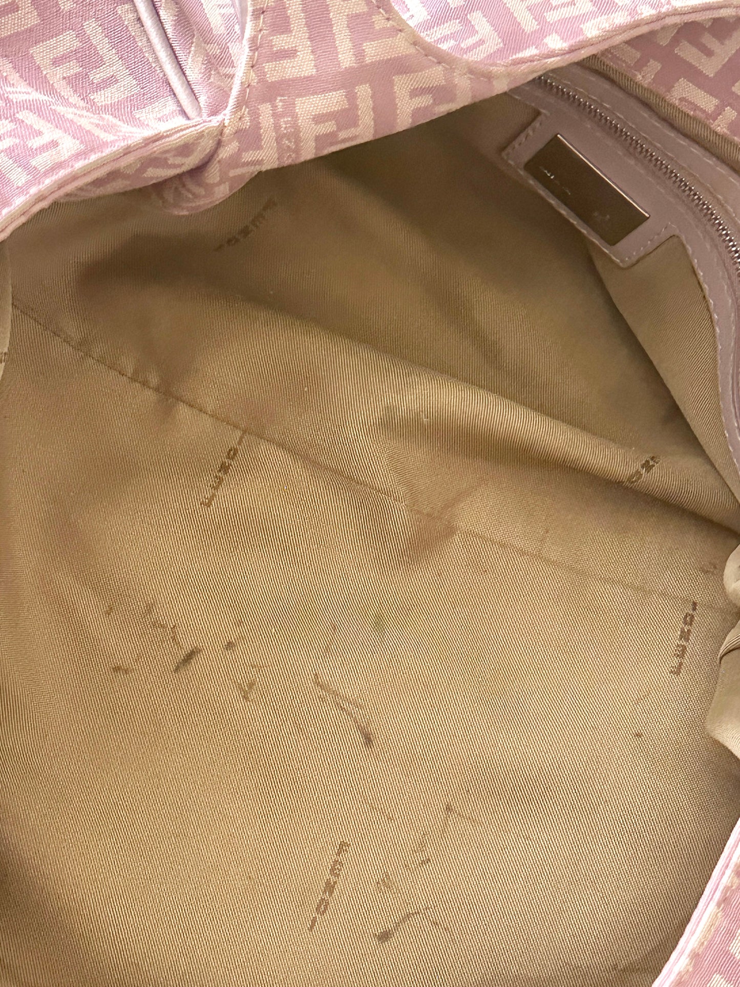 FENDI LILAC ZUCCHINO CANVAS SHOULDER BAG