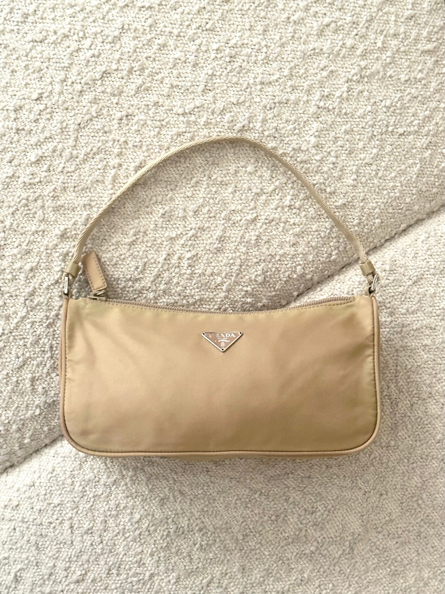 PRADA BEIGE NYLON MINI SHOULDER BAG