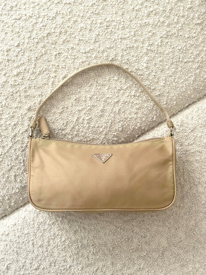 PRADA BEIGE NYLON MINI SHOULDER BAG