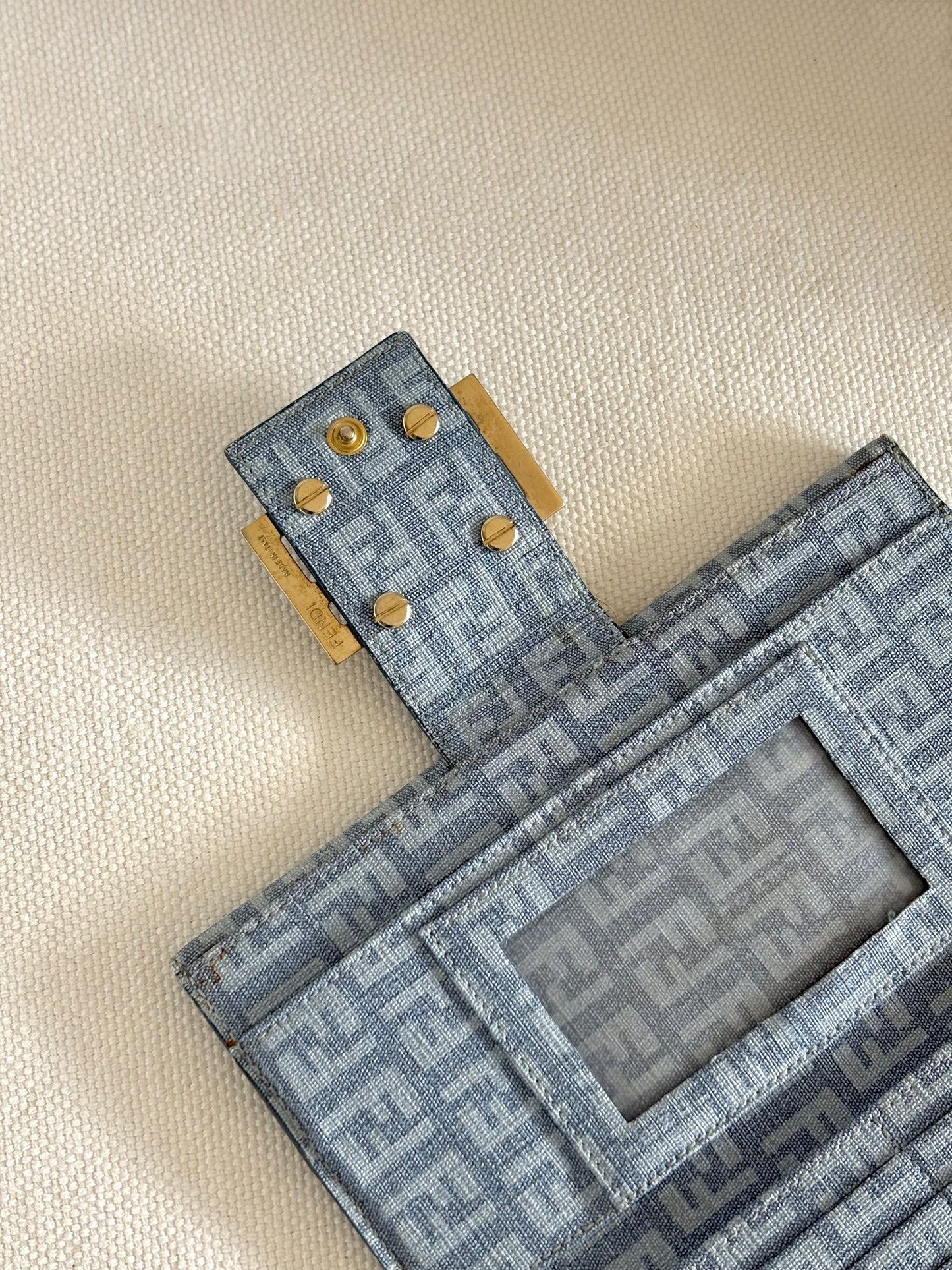 FENDI ZUCCA BLUE CANVAS FLAP WALLET