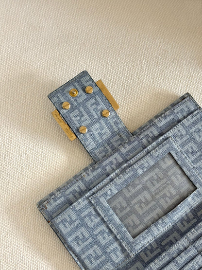 FENDI ZUCCA BLUE CANVAS FLAP WALLET