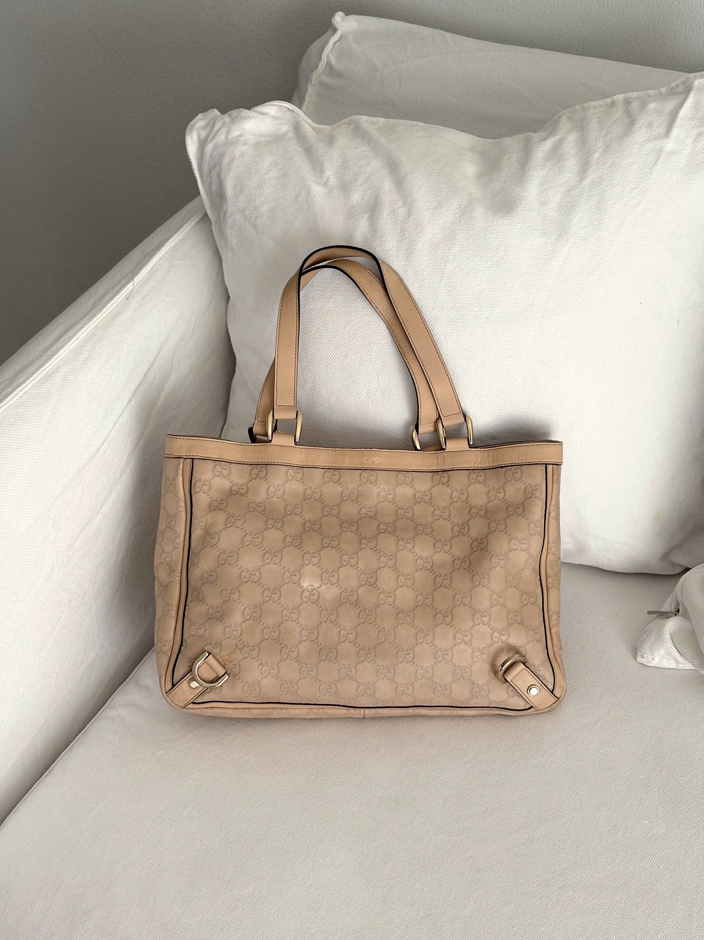 GUCCI PINK LEATHER GUCCISSIMA ABBEY D RING BAG