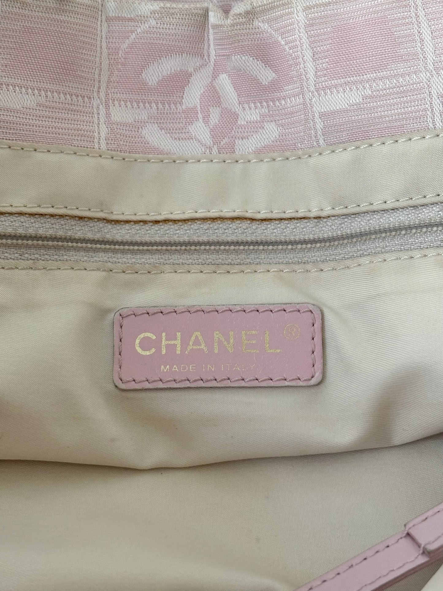 CHANEL PINK TRAVEL LINE NYLON TOTE BAG
