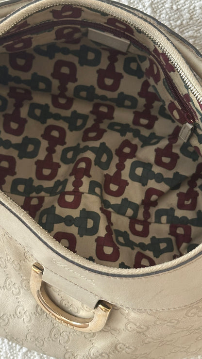 GUCCI BEIGE GUCCISSIMA ABBEY D RING BAG