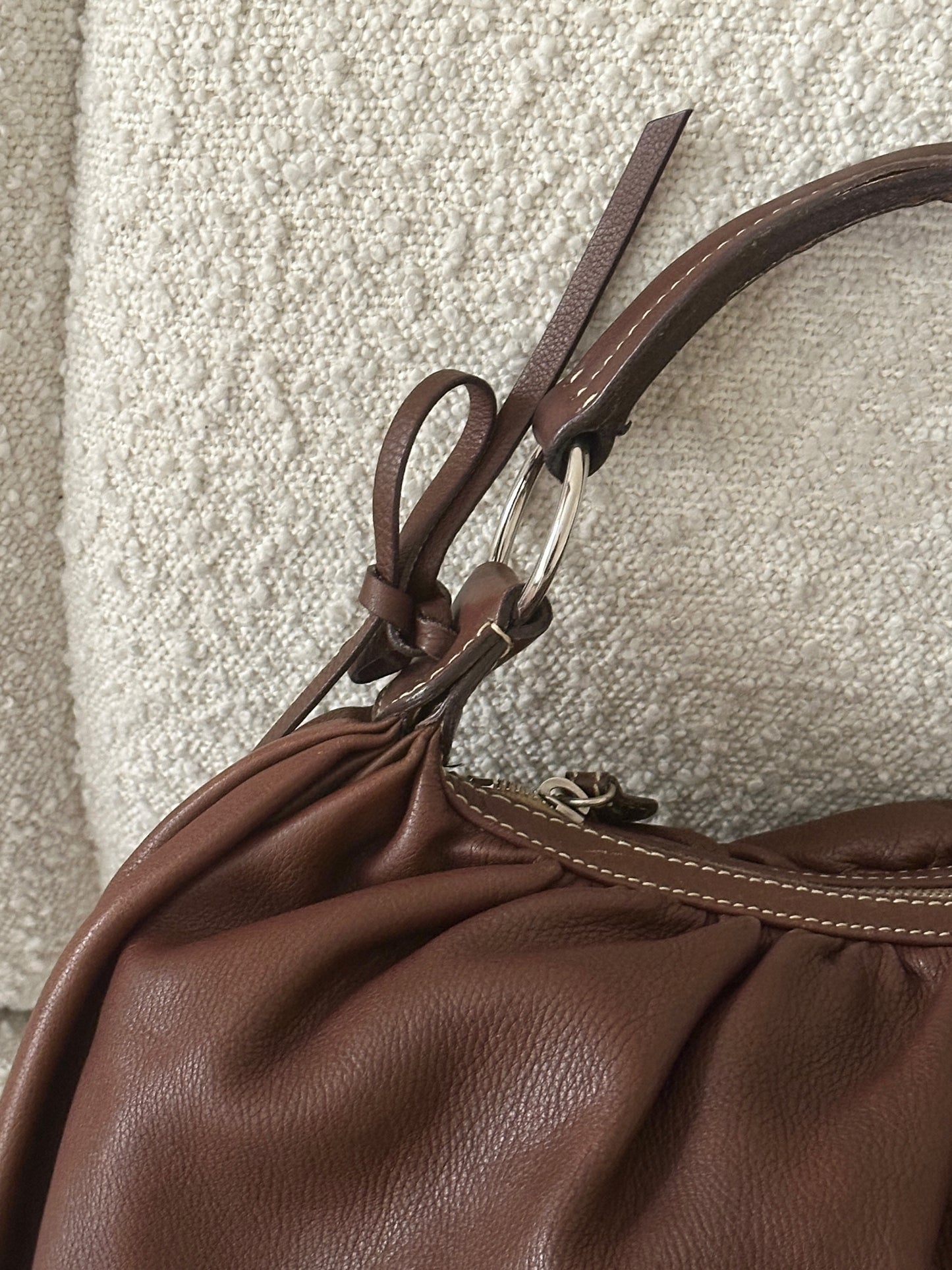 MIU MIU VITELLO BOW LEATHER HOBO BAG