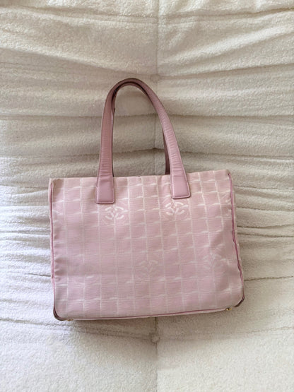 CHANEL PINK TRAVEL LINE NYLON TOTE BAG
