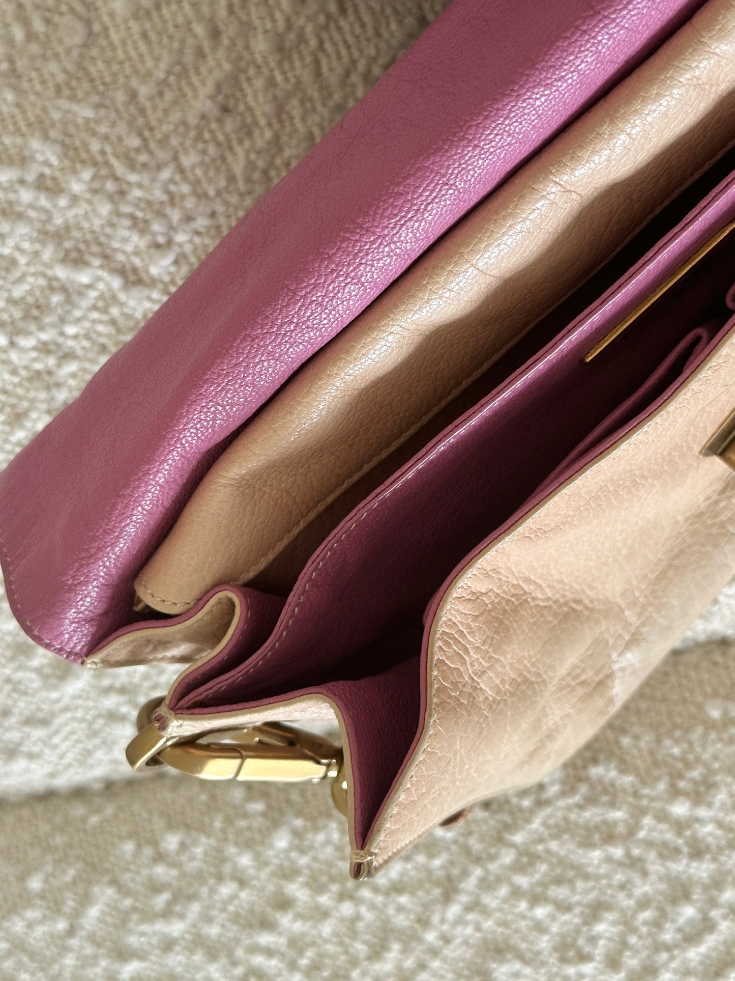 PRADA SOUND LOCK LEATHER SHOULDER BAG