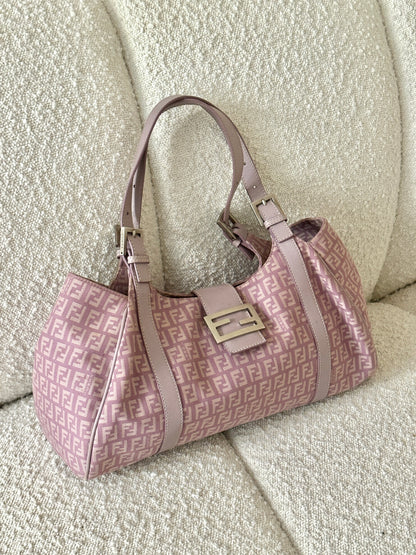 FENDI LILAC ZUCCHINO CANVAS SHOULDER BAG