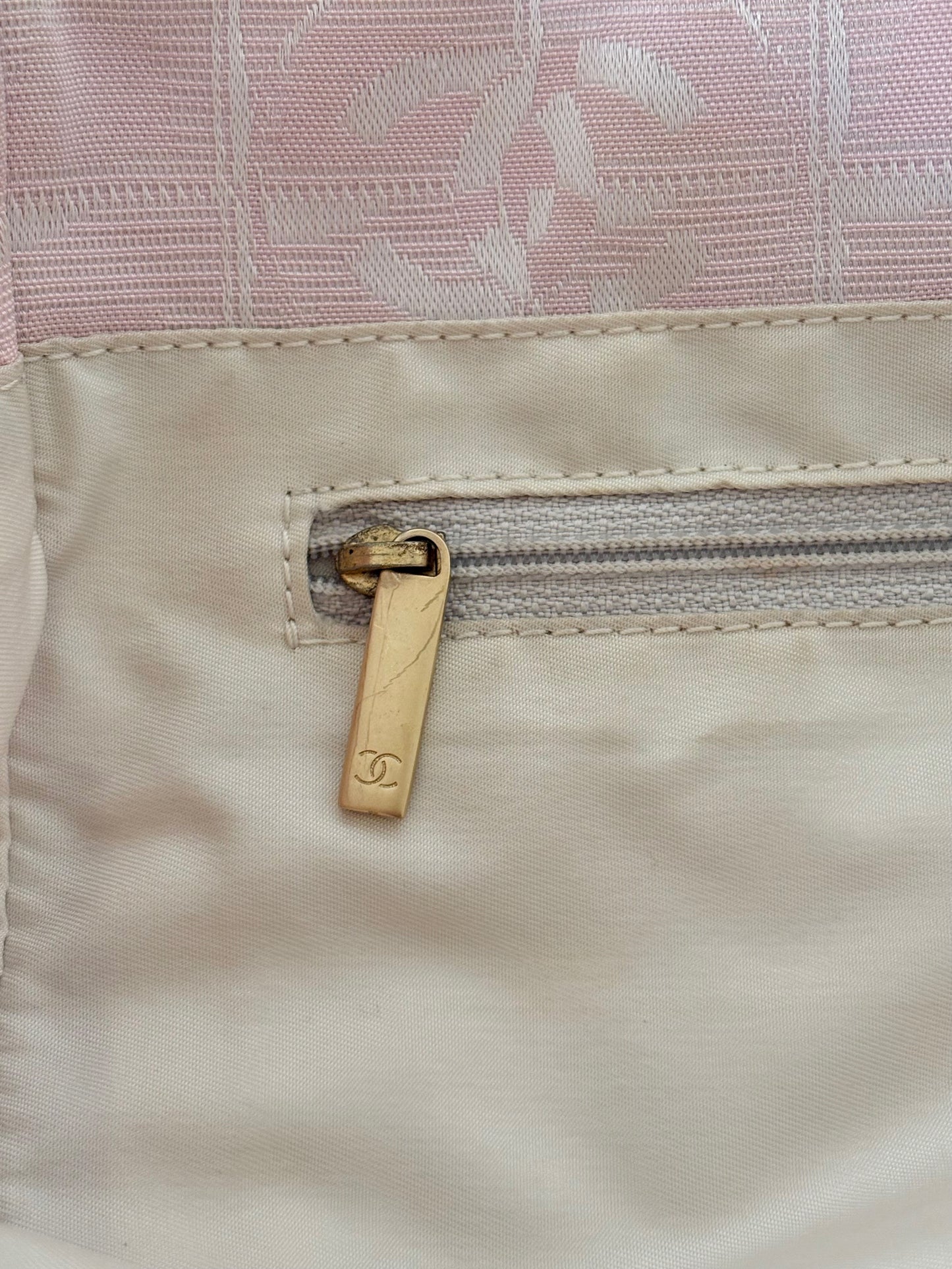 CHANEL PINK TRAVEL LINE NYLON TOTE BAG
