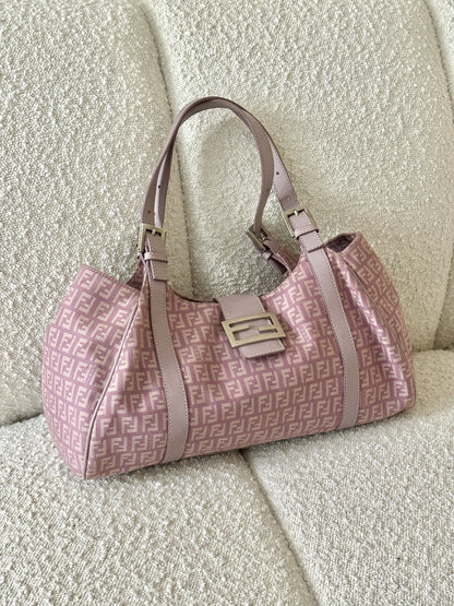 FENDI LILAC ZUCCHINO CANVAS SHOULDER BAG
