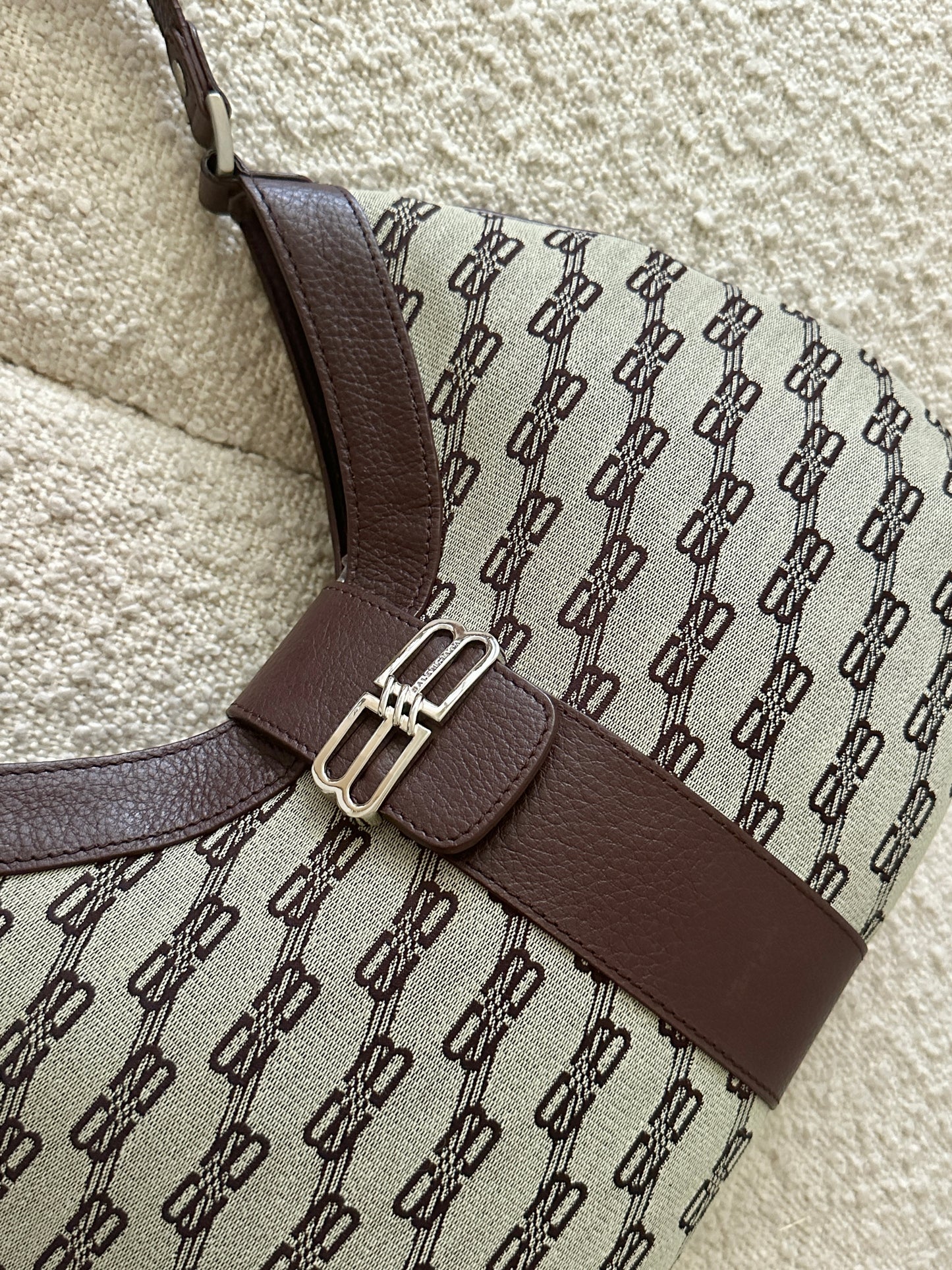 BALENCIAGA BB MONOGRAM HOBO SHOULDER BAG