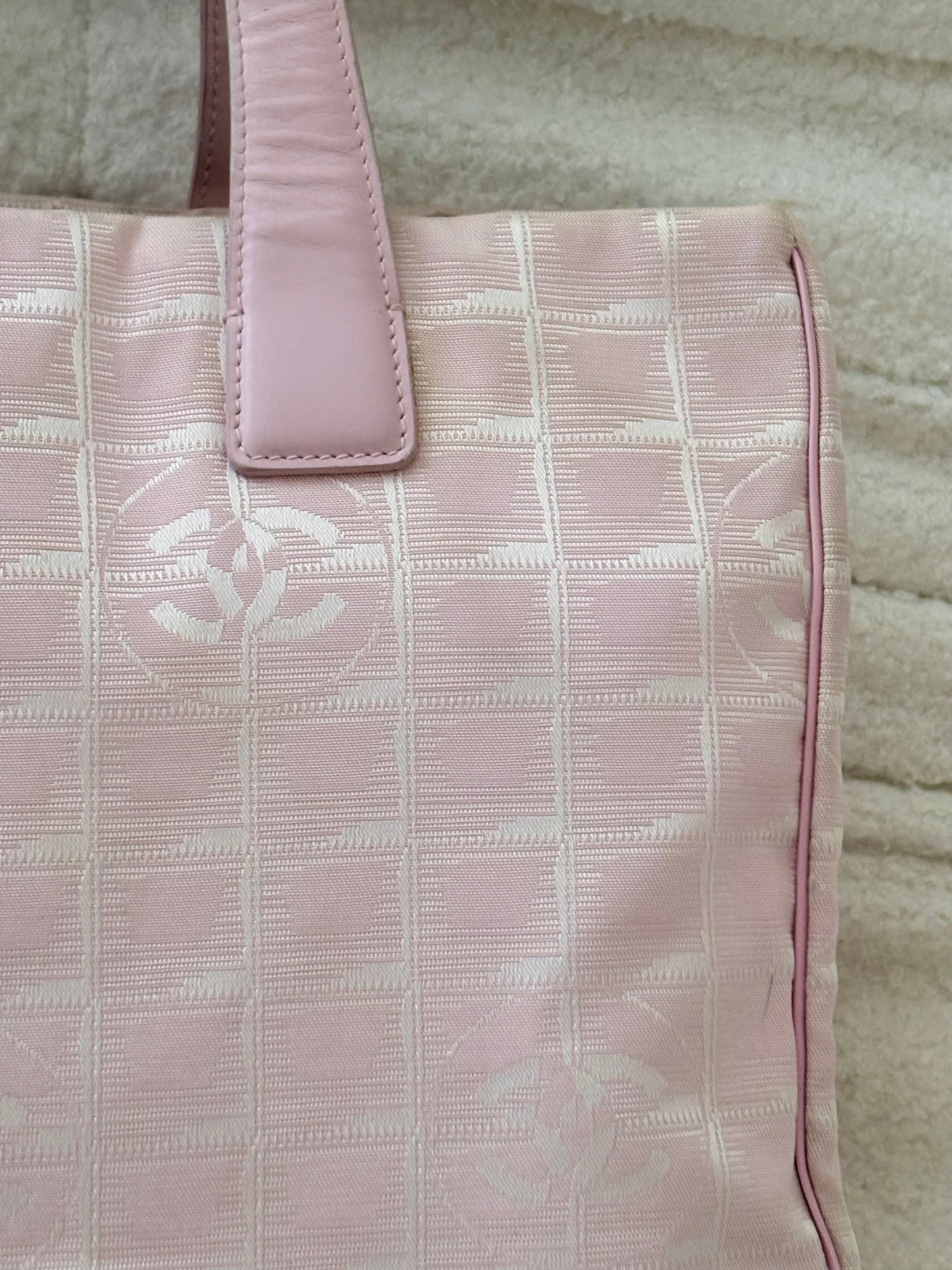 CHANEL PINK TRAVEL LINE NYLON TOTE BAG