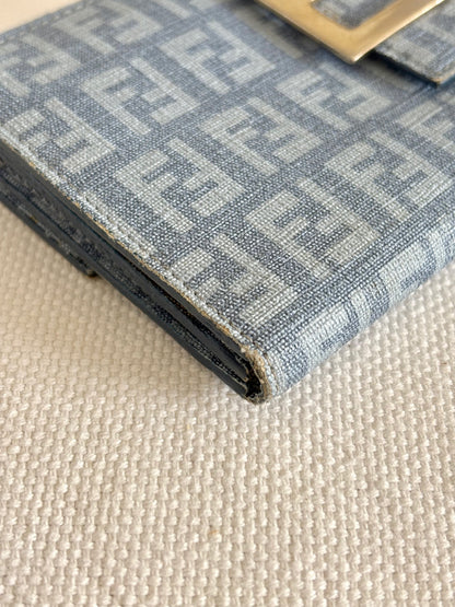 FENDI ZUCCA BLUE CANVAS FLAP WALLET