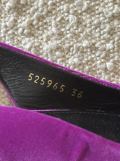 BALENCIAGA BB KNIFE VELVET SLINGBACK FLATS