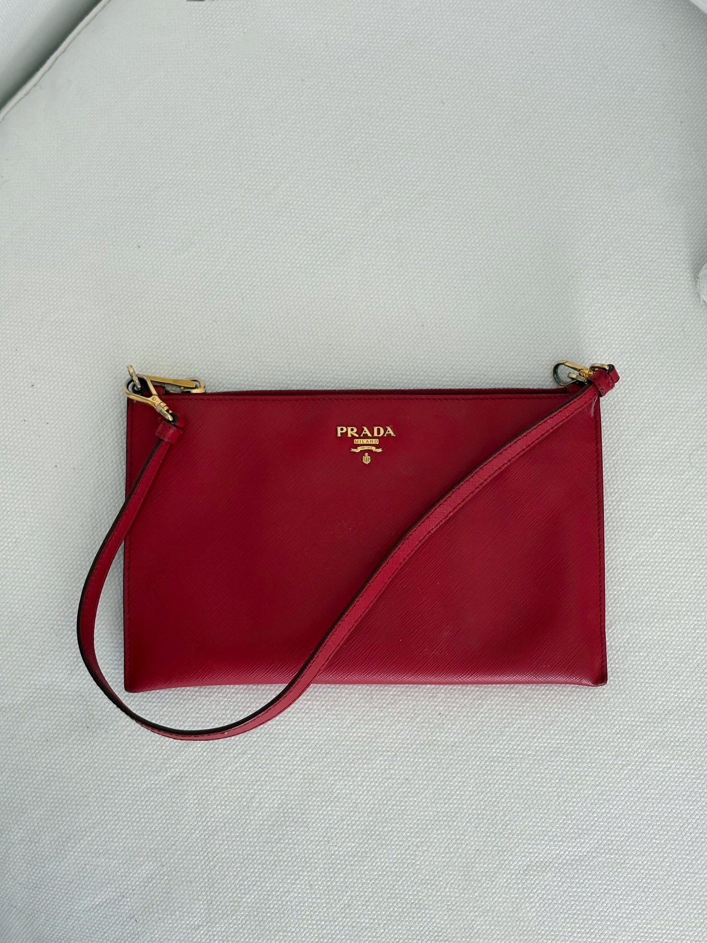 PRADA RED SAFFIANO LEATHER SHOULDER BAG