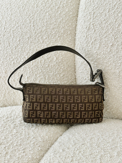 FENDI BROWN ZUCCA MONOGRAM POCHETTE