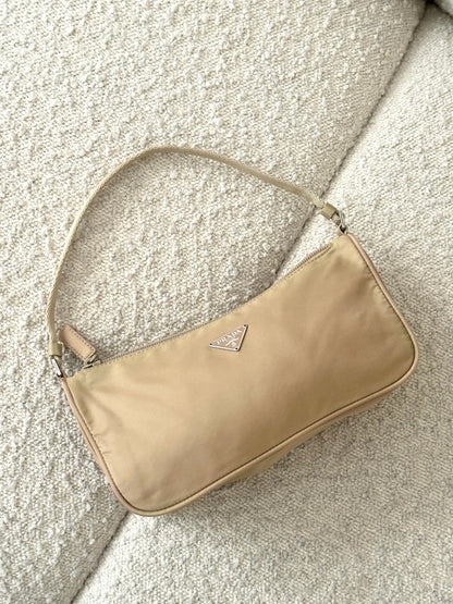 PRADA BEIGE NYLON MINI SHOULDER BAG