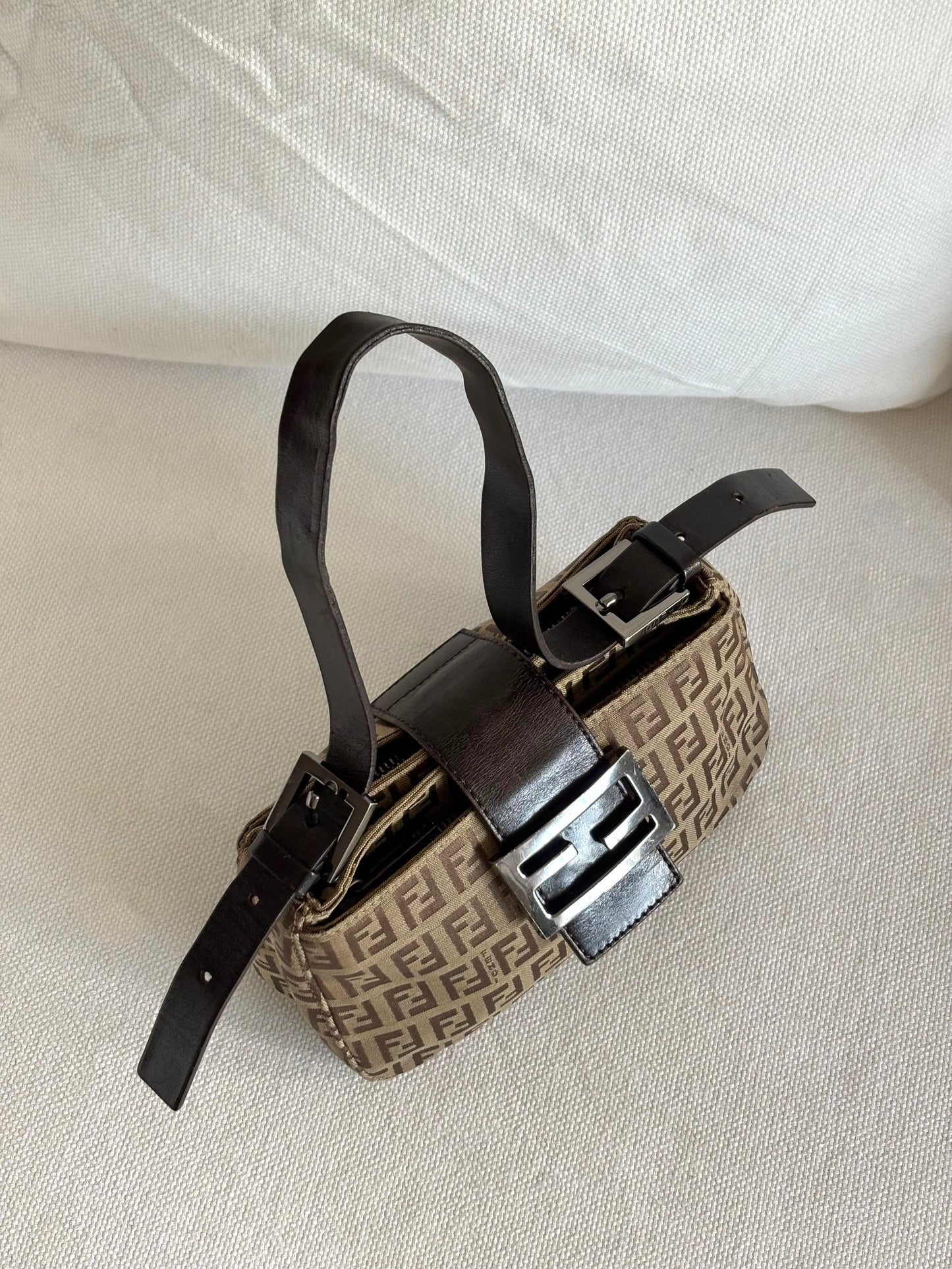 FENDI ZUCCA MINI MAMMA BAGUETTE SHOULDER BAG