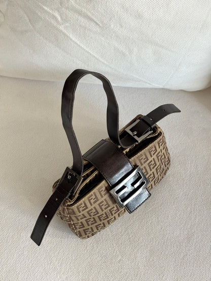 FENDI ZUCCA MINI MAMMA BAGUETTE SHOULDER BAG
