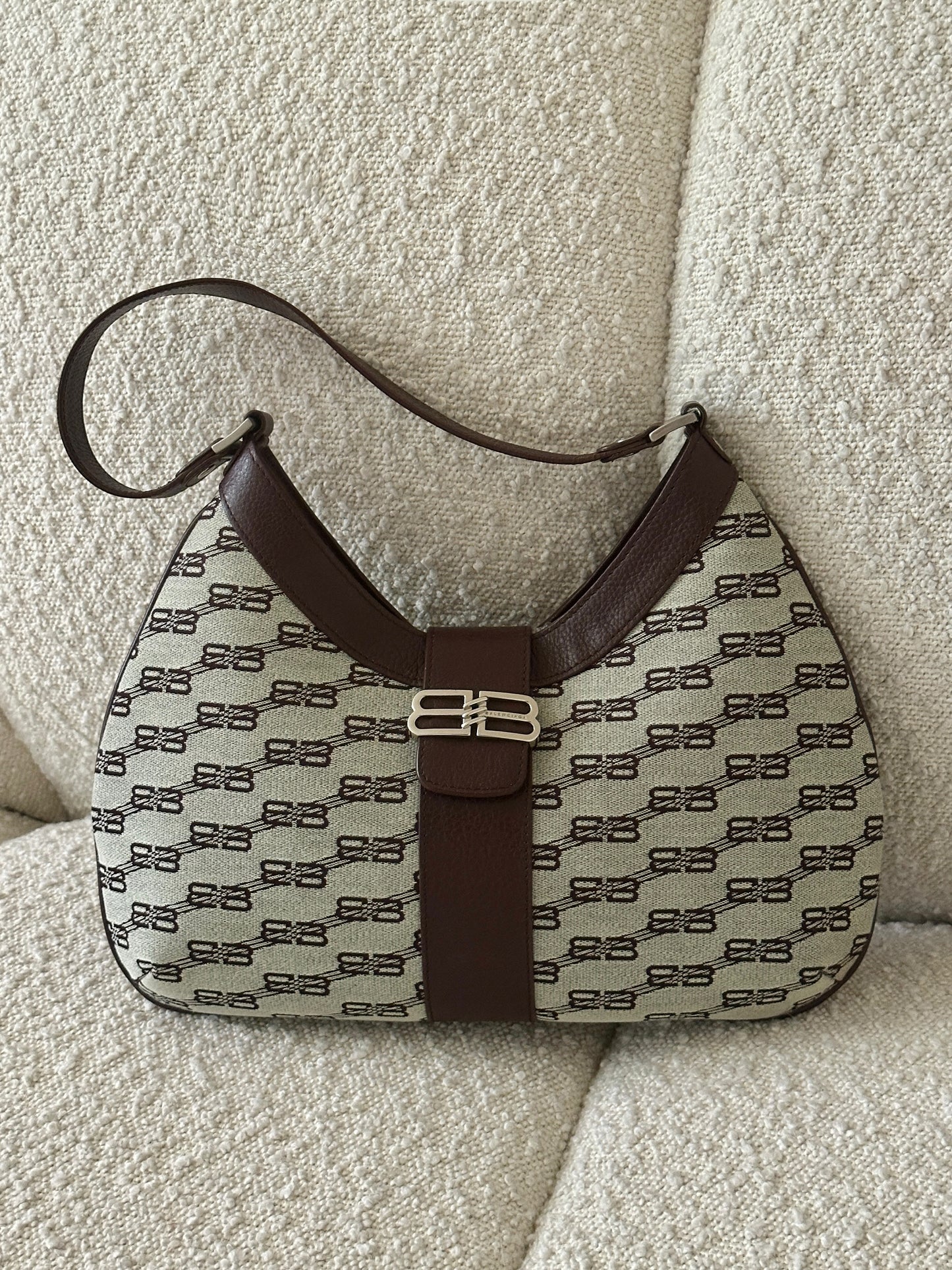 BALENCIAGA BB MONOGRAM HOBO SHOULDER BAG