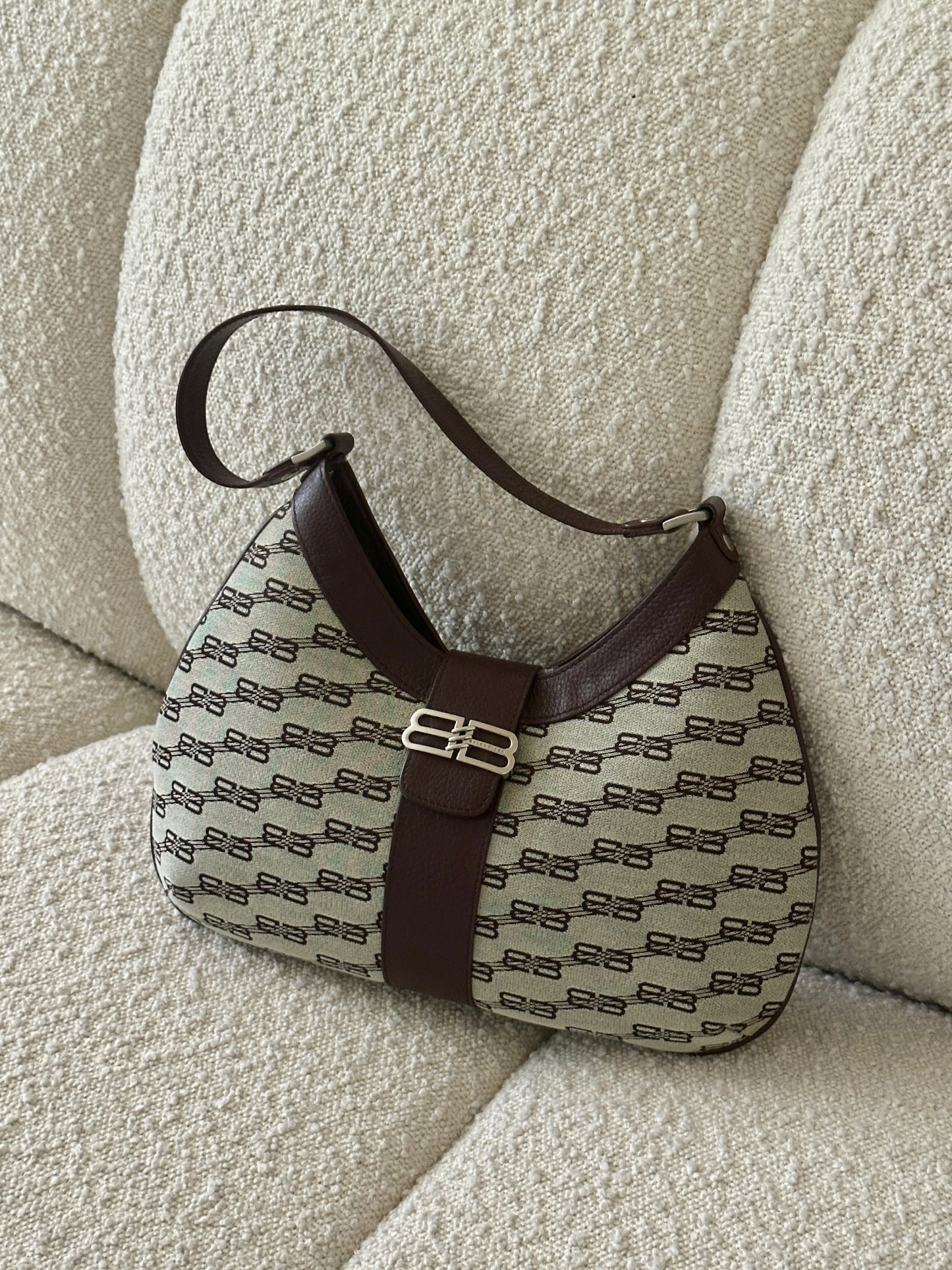 BALENCIAGA BB MONOGRAM HOBO SHOULDER BAG