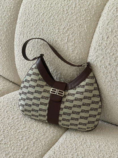 BALENCIAGA BB MONOGRAM HOBO SHOULDER BAG