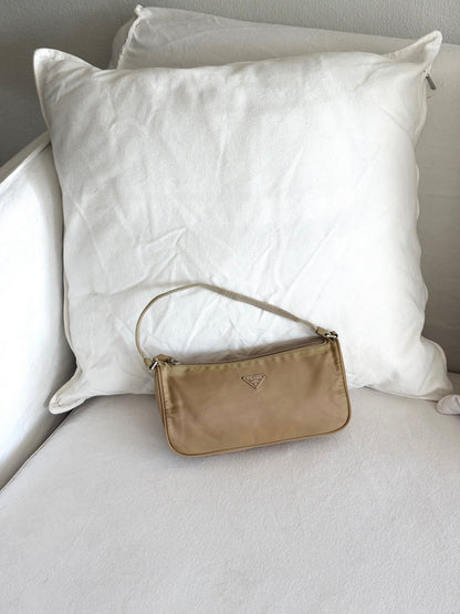 BEIGE NYLON MINI SHOULDER BAG