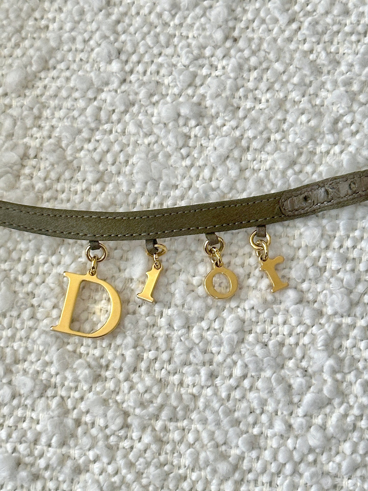 DIOR KHAKI SATIN GOLD BUCKLE LOGO KITTEN HEELS