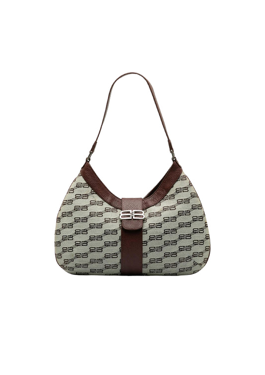 BALENCIAGA BB MONOGRAM HOBO SHOULDER BAG
