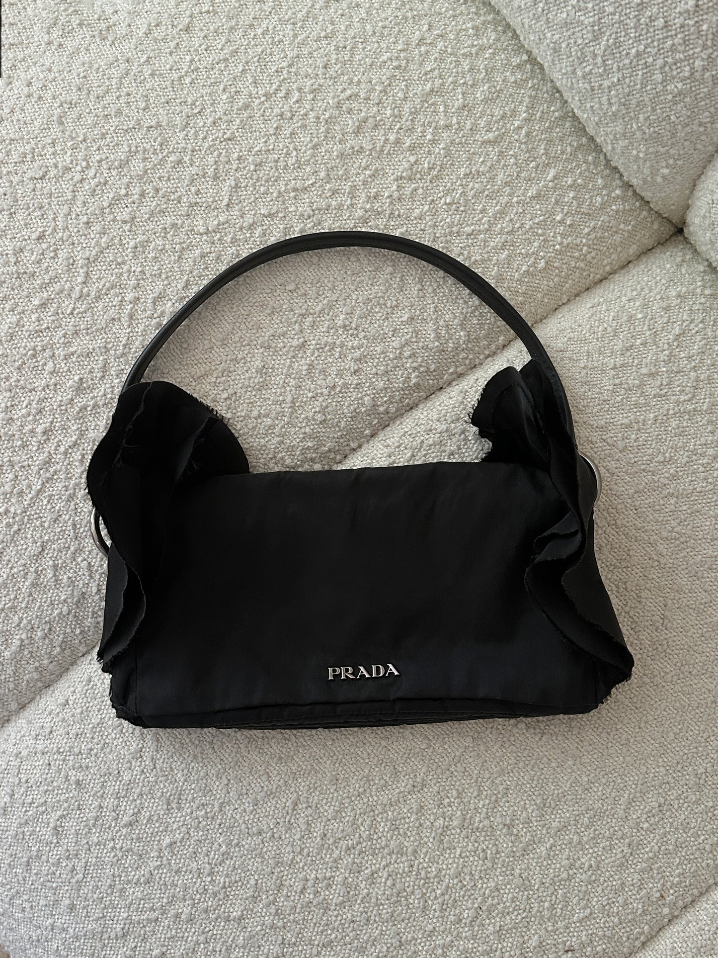 PRADA NYLON TESSUTO RUFFLE SHOULDER BAG