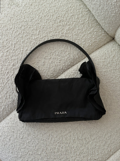 PRADA NYLON TESSUTO RUFFLE SHOULDER BAG