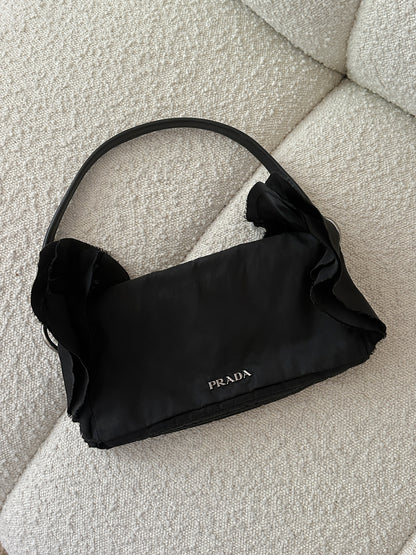 PRADA NYLON TESSUTO RUFFLE SHOULDER BAG