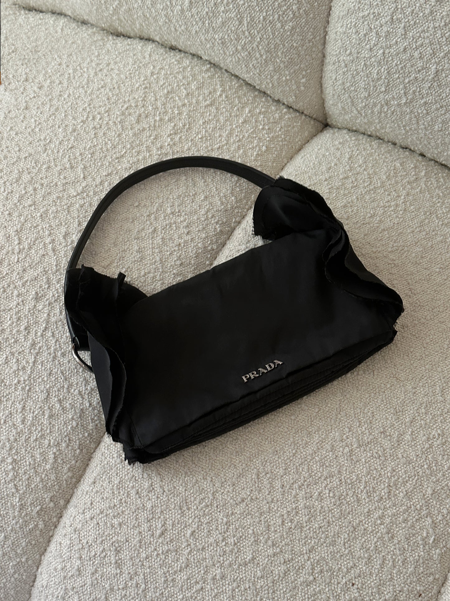 PRADA NYLON TESSUTO RUFFLE SHOULDER BAG