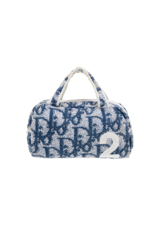 DIOR MINI TERRY BLUE MONOGRAM CLOTH BAG