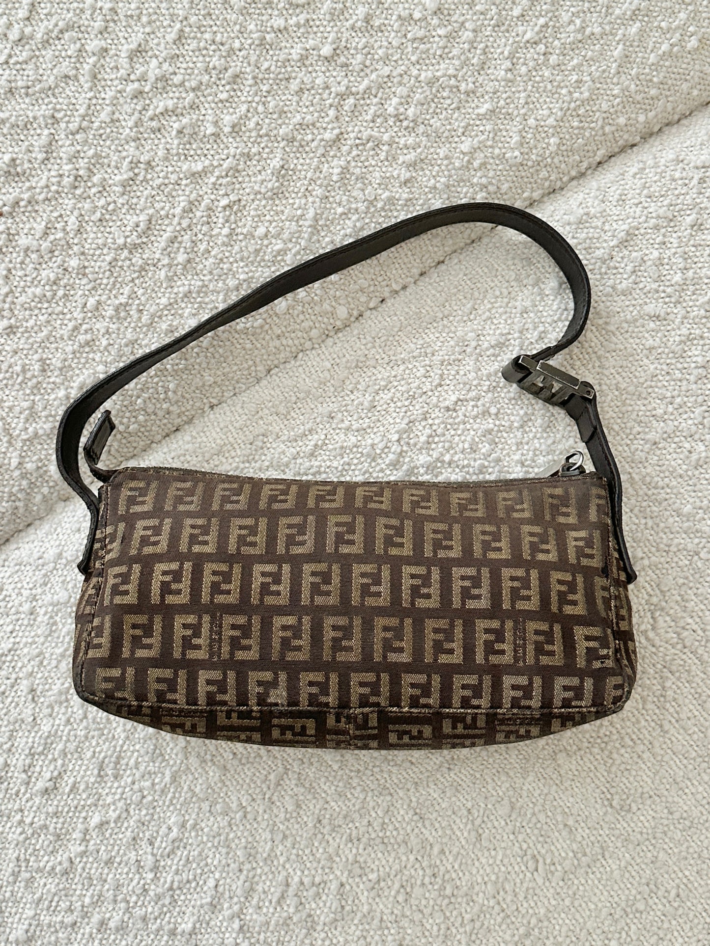FENDI BROWN ZUCCA MONOGRAM POCHETTE