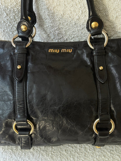 MIU MIU VITELLO LUX TWO WAY TOTE BAG