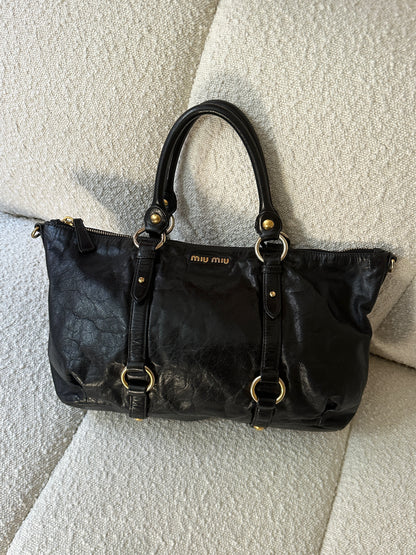 MIU MIU VITELLO LUX TWO WAY TOTE BAG