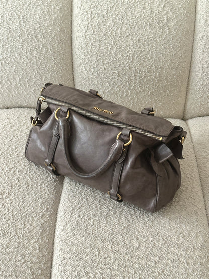 MIU MIU VITELLO BOW LEATHER TOTE BAG