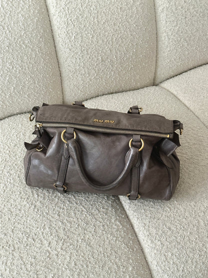 MIU MIU VITELLO BOW LEATHER TOTE BAG
