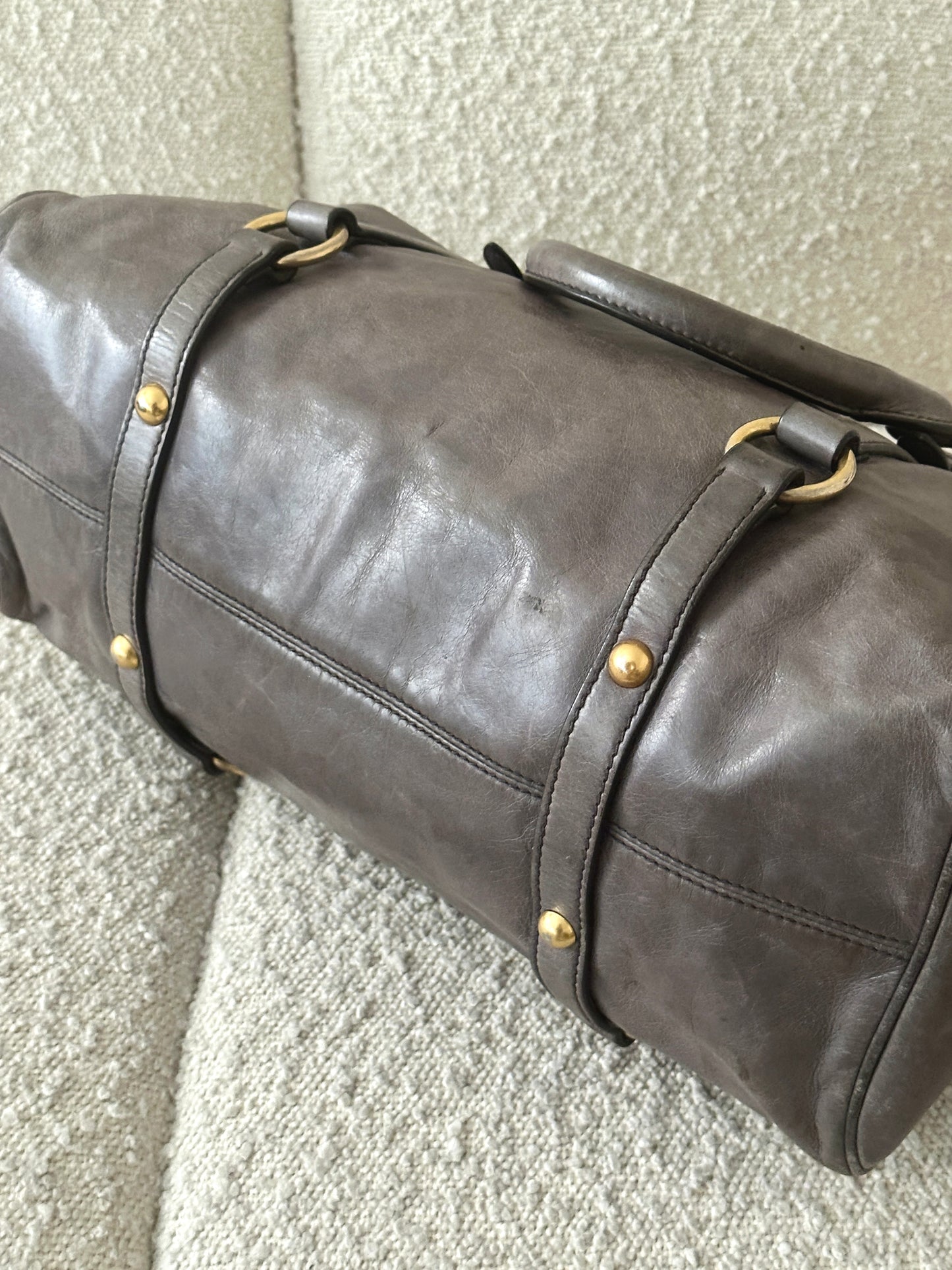 MIU MIU VITELLO BOW LEATHER TOTE BAG