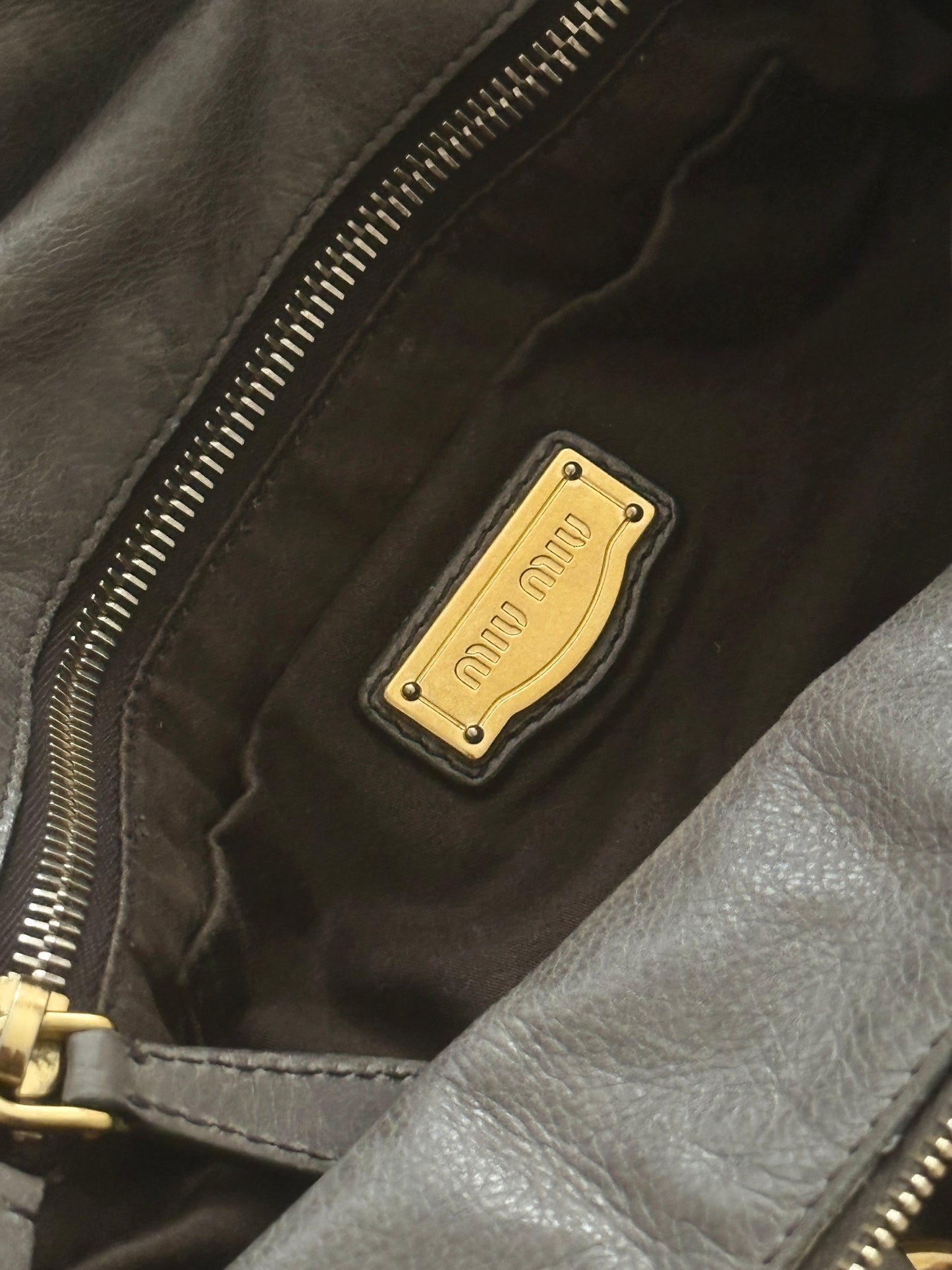 MIU MIU VITELLO BOW LEATHER TOTE BAG