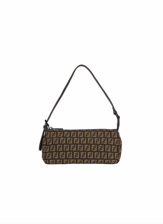 FENDI BROWN ZUCCA MONOGRAM POCHETTE