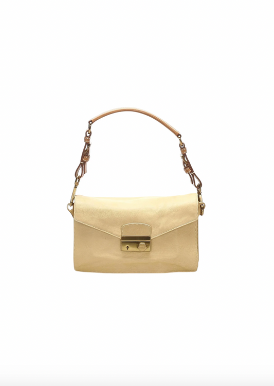 PRADA SOUND LOCK LEATHER SHOULDER BAG