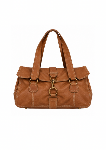 ARCHIVE CAMEL LEATHER LOCK SHOULDER BAG